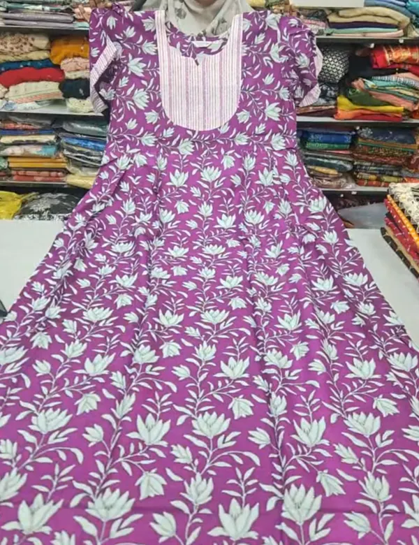 Premium Cotton Frock Style Nighty with Adjustable Rope & Side Pocket |NT3621